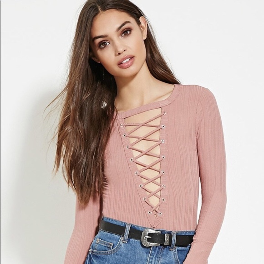 Forever 21 Criss Cross Bodysuit Size M